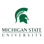 logo for Michigan State University. It consists of a green Spartan helmet centered over the words 'Michigan State University'